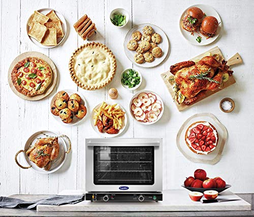 Commercial Electric Convection Oven,COOKRITE CRCC-50S Commercial Medium Electric Countertop Convection Oven Stainless Steel Top Browning Element Moisture Injection Function Compact Toaster 1/2 Shelves - Thumbnail 5