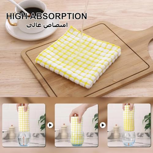 CENXI 8pcs Dish Cloths, for Kitchen Cotton Cleaning Clothes for Household, 12 x 12 Inches Cleaning Towels Wash Cloths, Dishcloth, Reuseable, Quick Drying, Super Absorbent For Cooking Multi Color