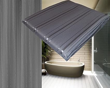 KS Handel 24 Textil Duschvorhang 240x180 cm/Grau gestreift