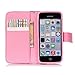5c Case, iPhone 5c Case, ArtMine Never Stop Dreaming Saying PU Leather Flip Folio Style Wristlet Wallet Pouch Phone Case with Wrist Strap & Credit/ID Card Cash Slot for Apple iPhone 5c