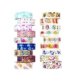 Washi Tape set 18 rolls by Tanpopo Art -Cartoon Collection | Doodle Tapes with Cute Interesting Drawings