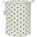 Sea Team 19.7 Inches Large Sized Waterproof Coating Ramie Cotton Fabric Folding Laundry Hamper Bucket Cylindric Burlap Canvas Storage Basket with Stylish Stars Design (19.7