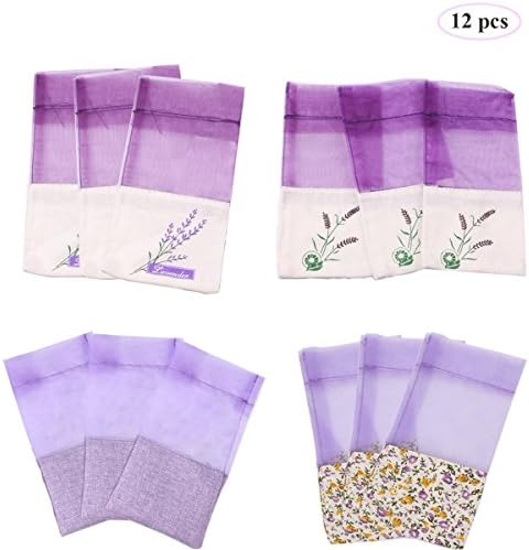 Corcio XL-01 Sachet Empty Bags Purple Drawstring Gauze Cotton-ramie Sacks for Lavender, Spice and Herbs (12pcs)