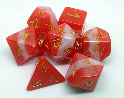 The Dice Place Rainbow Dice Set D20 Poly Dice set - RED CARP
