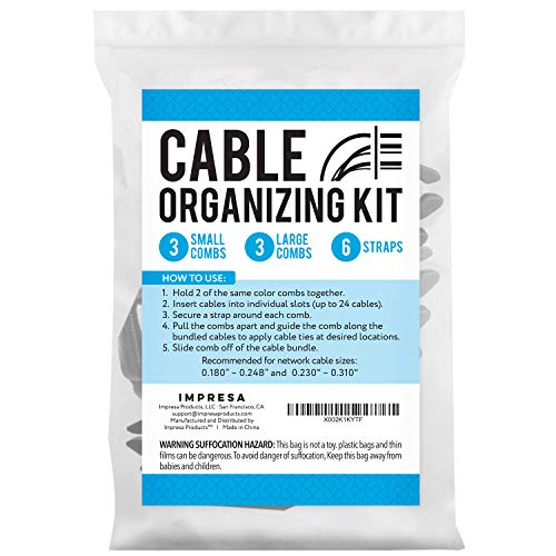 Cable Organizing Kit, 6 Network Cable Management Tools and 6 Fasteners
