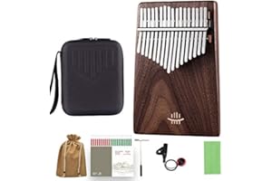 Hluru Kalimba 17 Keys | Black Walnut Sloped Flat board Thumb Piano Instrument | Class A Calimba with Carry Box Birthday Present Gifts