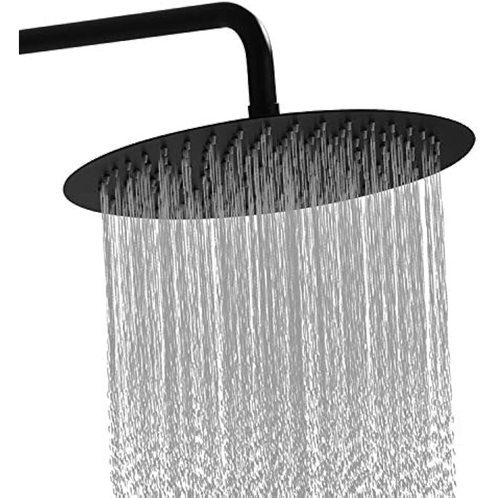 Round 12 Inch Stainless Steel Shower Head Rain Oil Rubbed Bronze (Black