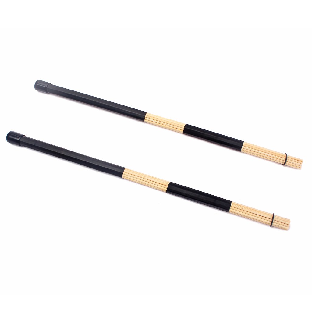 Alnicov 1 Pair of 40cm Professional Bamboo Country Jazz ballad Percussion Drum Brushes Bundle Drum Sticks with Rubber handle