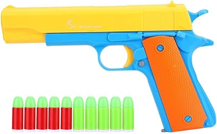 Alomejor Kinder Bunte Spielzeugpistole Spielzeugpistole Kinder Classic Mit Weichen Kugeln Teach Shooter Und Pistole Sicherheit Fur Spass Outdoor Spiel Und Kinder Sicheres Spielen Blauer Griff Amazon De Sport Freizeit