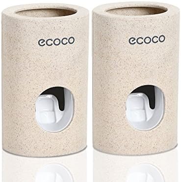 Automatic Toothpaste Dispenser Set Dustproof with Wall Mounted Kids Hands Free Toothpaste Squeezer for Family Washroom bathroom.FDA and LFGB Listed.2 Pack