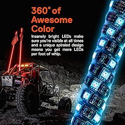 True MODS 2pc 6ft Spiral LED Whip Lights for UTV