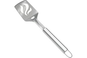 Barbecue Spatula with Bottle Opener - Heavy Duty 20% Thicker Stainless Steel - Wide Metal Grilling Turner for Burgers Steak &