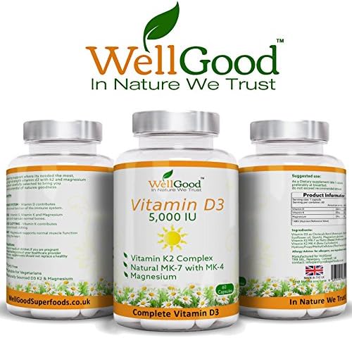 Vitamin K 2 Complex with Vitamin D3 High Strength IU Magnesium Bis-glycinate - Immune & Bones Support | Quality by WellGood