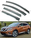 CLIP-ON TYPE SMOKE WINDOW VISOR W/ CHROME TRIM FOR 2015-2018 NISSAN MURANO SUV