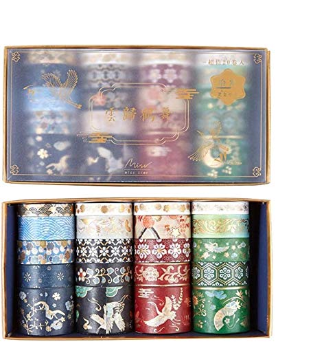 HFTJ 20 Roll Decorative Washi Tape,Multi-Pattern Masking Tapes,Coloured Tape for DIY Scrapbook Supplies, Making Daily Plan and Party Supplies, Gift and Floral Wrapping (Chinese Classical Style)