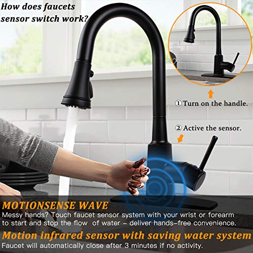 Motion Sensor Touchless Kitchen Faucet,Soosi Automatic Pull Down