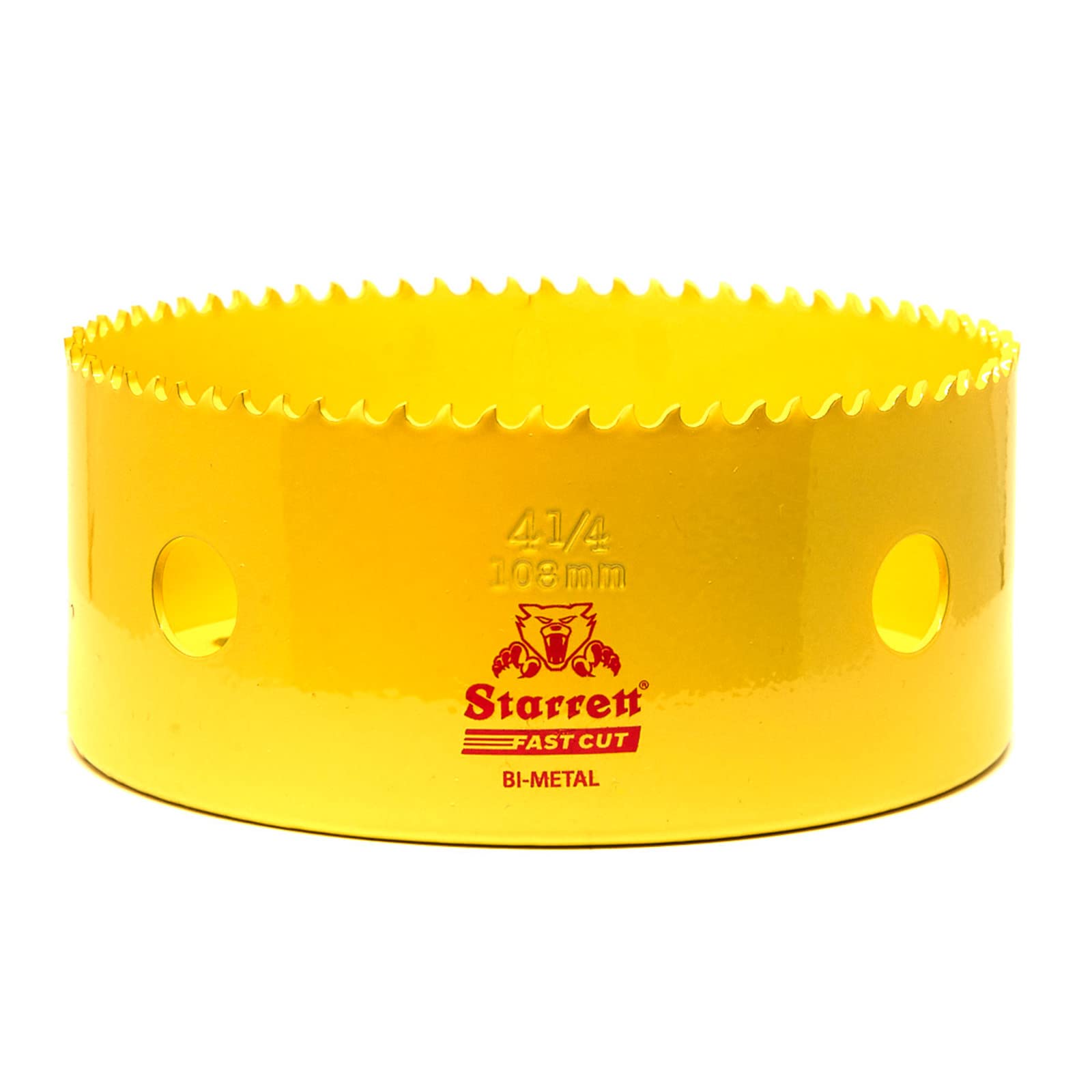 Starrett HSS Bi-Metal Hole Saw - FCH0414 Fast Cut Extra Cobalt Hole Saw - For Stainless Mild Sheet Wood Plastic Various Materials - 108mm