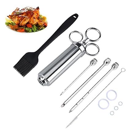 Jadeshay BBQ Bratenspritze - Marinierspritze Bratenspritze Set, Edelstahl 10z, 20z, 40z, 50z