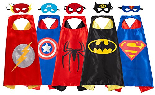 Ruwoo Comics Cartoon Hero Dress Up Costume Satin Cape with Felt Mask