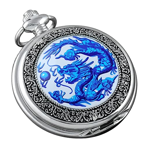 VIGOROSO Quartz Beautiful Peony Bird Enamel Painting Steampunk Silver Pocket Watches in Box