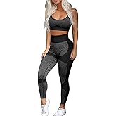 OLCHEE Women’s Workout Sets 2 Piece - Seamless Yoga Leggings and Cross-Strap Sports Bra Gym Outfits Activewear Matching Set