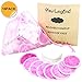 Pawlegend Reusable-Cotton-Rounds-Makeup-Remover,Cotton Pads Reusable,Pack of 16,Facial Cleansing Rounds,Toner Pads,Reusable Makeup Wipes with Laundry Bag (Bamboo Velour, White&Hot Pink)