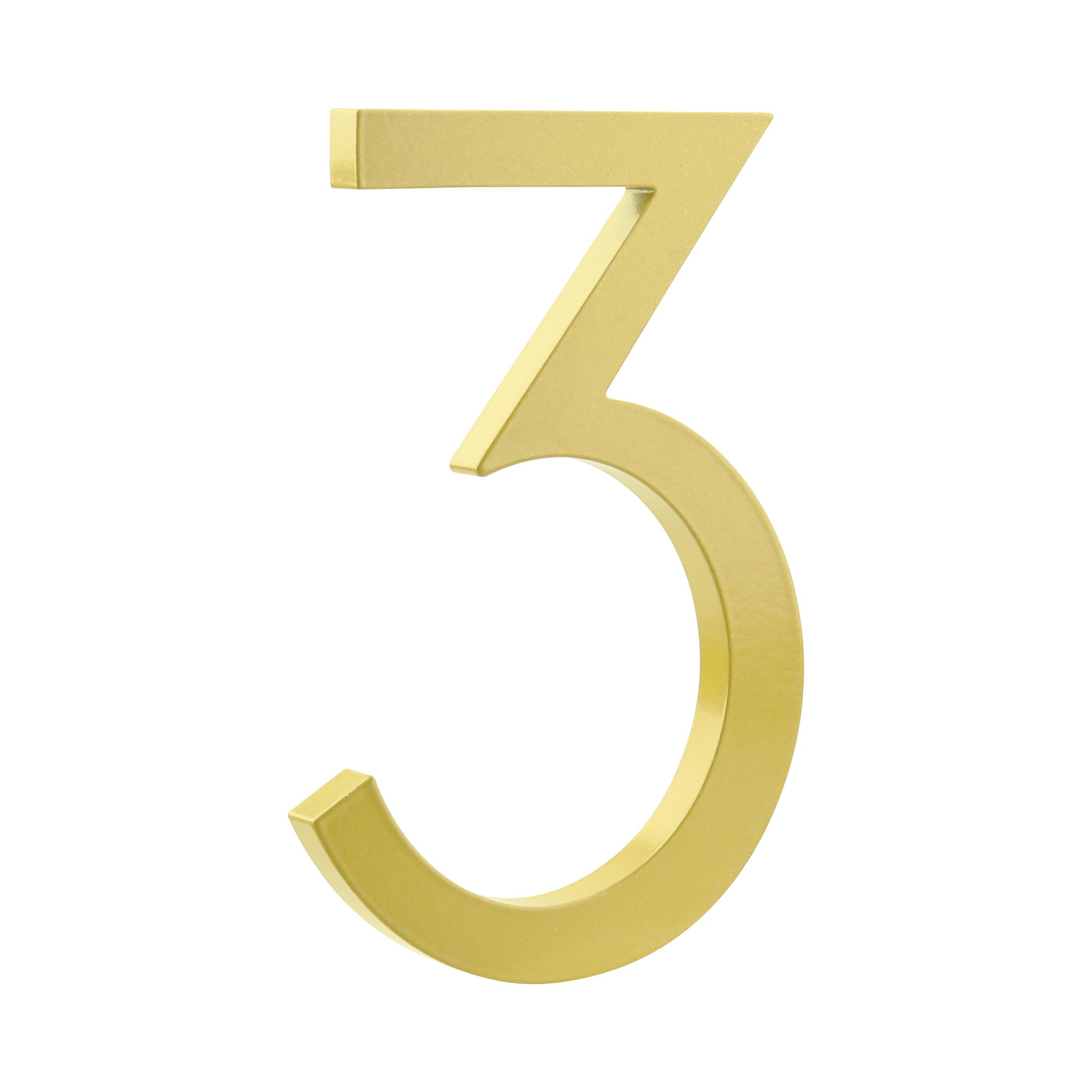 HASWARE Floating House Number 6 inch Stylish Door Numbers Alphabet Plaque Street Home Address Numerals (Golden, 3)