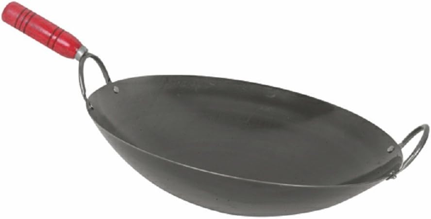 WOOD HANDLE WOKS IRON WOK PROFESSIONAL USE RESTAURANT (16")
