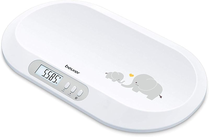 BY 90 Pèse-bébé connecté avec ruban mesureur intégré, application gratuite (iOS + Android), capacité de charge de 20 kg et fonction de maintien pour bébés gigoteurs