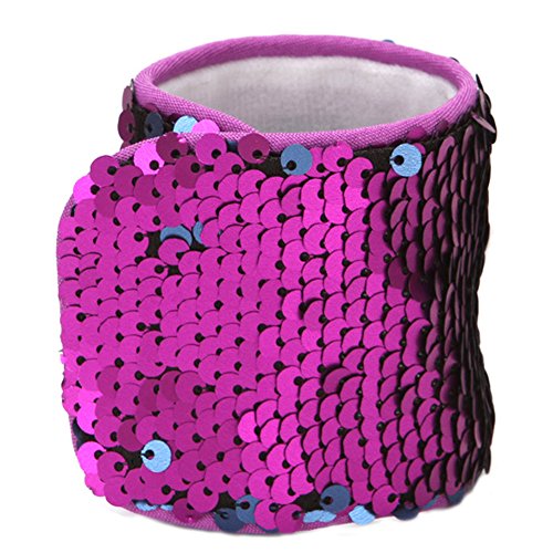 Set De 6 Bracelets Slap Réversibles à Paillettes – Sirène, Arc-en-ciel, Or, Rose, Violet – Pour Fêtes Et Accessoires