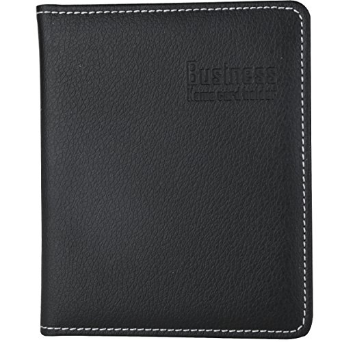 Looneng Business Card Book Holder, PU Leather 72 Card Capacity Name Card Book Holder Organizer (Black)