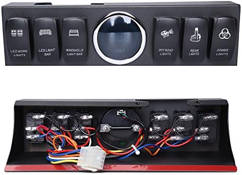 Audexen Overhead 6 Rocker Switch Pod/Panel Wiring Kit Panel with Control and Source System Relay Box Assemblies Digital Voltmeter for Jeep Wrangler 09-17 JK JKU Relay Electronic Control System