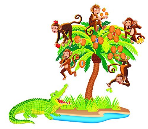 Little Folks Visuals LFV22704 Five Monkeys Sitting in a Tree Bilingual Rhyme Pre-Cut Flannel Boards