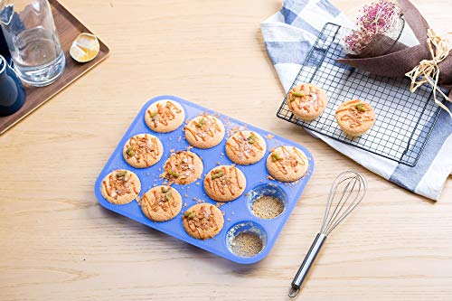 Aokinle Silicone Muffin Pan-Cupcake Baking Pan,12 Cup Bakeware Molds,Non-Stick BPA Free,Tray Tools