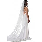 Salliy Cathedral Wedding Veils Long Bride Veil with Comb 1 Tier 118‘’ White Lace Veils Bridal Hair Accessories for Women