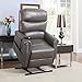 Divano Roma Furniture Classic Plush Bonded Leather Power Lift Recliner Living Room Chair, Large, Grey