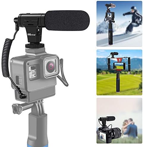 Emiral Camera Microphone Smartphone Microphone Super-Cardioid Directional Microphone,Support Earphone Real-time Monitoring of the Pickup Effect and detachable hot shoe,3.5 mm Jack, Plastic Body