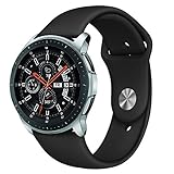 Kmasic Sport Band Compatible Samsung Galaxy Watch 46mm, Gear S3 Band, Soft Silicone Strap Replacement Wristband Compatible Samsung Galaxy Watch SM-R800NZSAXAR Smart Fitness Watch, Large, Black