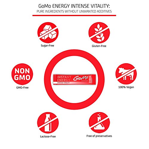 GoMo Energy® Sports Drink Powder | Highly dosed Caffeine, L-Carnitine, Guarana & Black Elderberry Extract, Taurine, Vitamin C and B Vitamins | Energy Drink Powder Mix | Intense Vitality 30 Servings