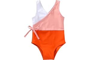 YOUNGER TREE Toddler Girl One Piece Swimsuit Color Block Stripe Swimwear Summer Beach Bathing Suit 12M-5T