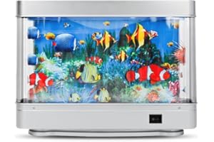 AOYINFE Fake Fish Tank Mini Aquarium,Virtual Ocean Motion Artificial Tropical Fish Decorative, Aquarium Lights Motion Lamp Night Light with Moving Fish(USB)