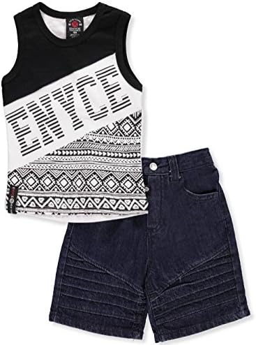 Enyce Baby Boys' 2-Piece Short Set Outfit - Denim Blue/Multi, 18 Months