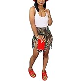 SIAEAMRG Women's Juniors Denim Shorts, High Waisted Frayed Raw Hem Tassels Short Pants Jeans