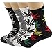 lucky ben 4pair-pack Marijuana Weed Leaf Printed Cotton High Socks, Mix Colors, fit for shoe size 7-11