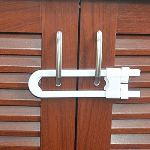 Sliding Cabinet Locks For Child Safety | Baby Proof Your Kitchen, Bathroom, and Storage Doors | Childproof Safety Locks For Knobs and Handles | Easy Install (2 Pack.White)