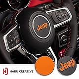 Haru Creative - Steering Wheel Emblem Letter Overlay Vinyl Decal Sticker Compatible with and Fits Jeep Wrangler JL 2018 - Matte Orange