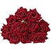 10 Pcs Real Touch Silk Artificial Rose Flowers Silk Gluing PU Fake Flower Home Decorations for Wedding Party or Birthday Garden Bridal Bouquet Flower Saint Valentine's Day Gifts Party Event(Dark red)