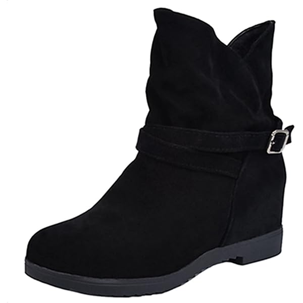 Avenue Cloudwalkers Wide Fit Ankle Boots 'Sarah' - Black Faux Leather With Faux Fur Lining
