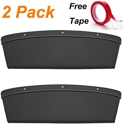 BestTrendy Car Seat Gap Filler - Premium PU Full Leather Seat Console Organizer, Car Pocket Organizer, Car Interior Accessories, Car Seat Side Drop Caddy Catcher (2 Pack)