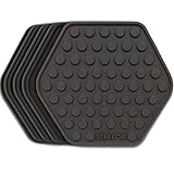 Stjerne Set of 8 Multipurpose Silicone Coasters, Trivets, Mat, Spoon Rest, Bottle Opener, Pot Holder, 6-in-1, Heavy Duty & Flexible (Black, Charcoal)